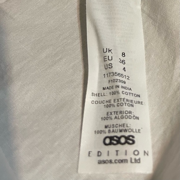 Asos White Crochet Inset Balloon Sleeve Cotton Milkmaid Blouse sz 4 New - Picture 9 of 9